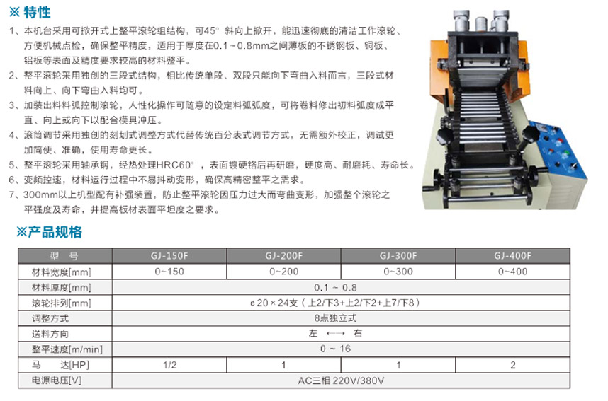 精密薄板材料整平機(jī)單段式GJ-B