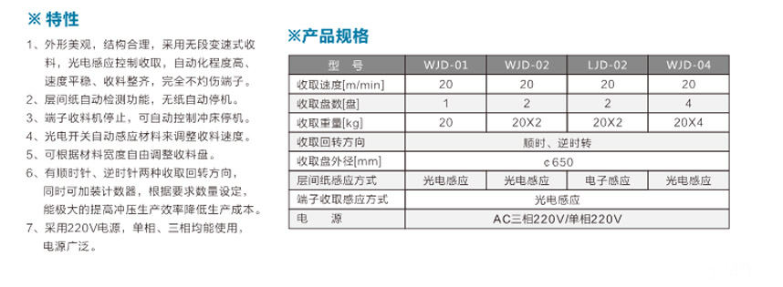 端子光控收料機(jī)WJD-01臥式光控單盤