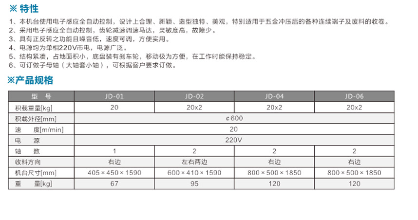 感應(yīng)式端子收料機(jī)JD-02雙邊單盤(pán)式